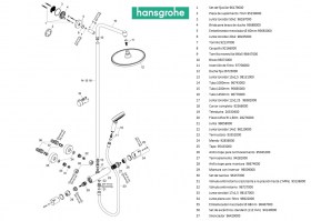 RECAMBIOS COLUMNA DUCHA TERMOSTATICA SHOWERPIPE CROMETTA'S 240 HANSGROHE